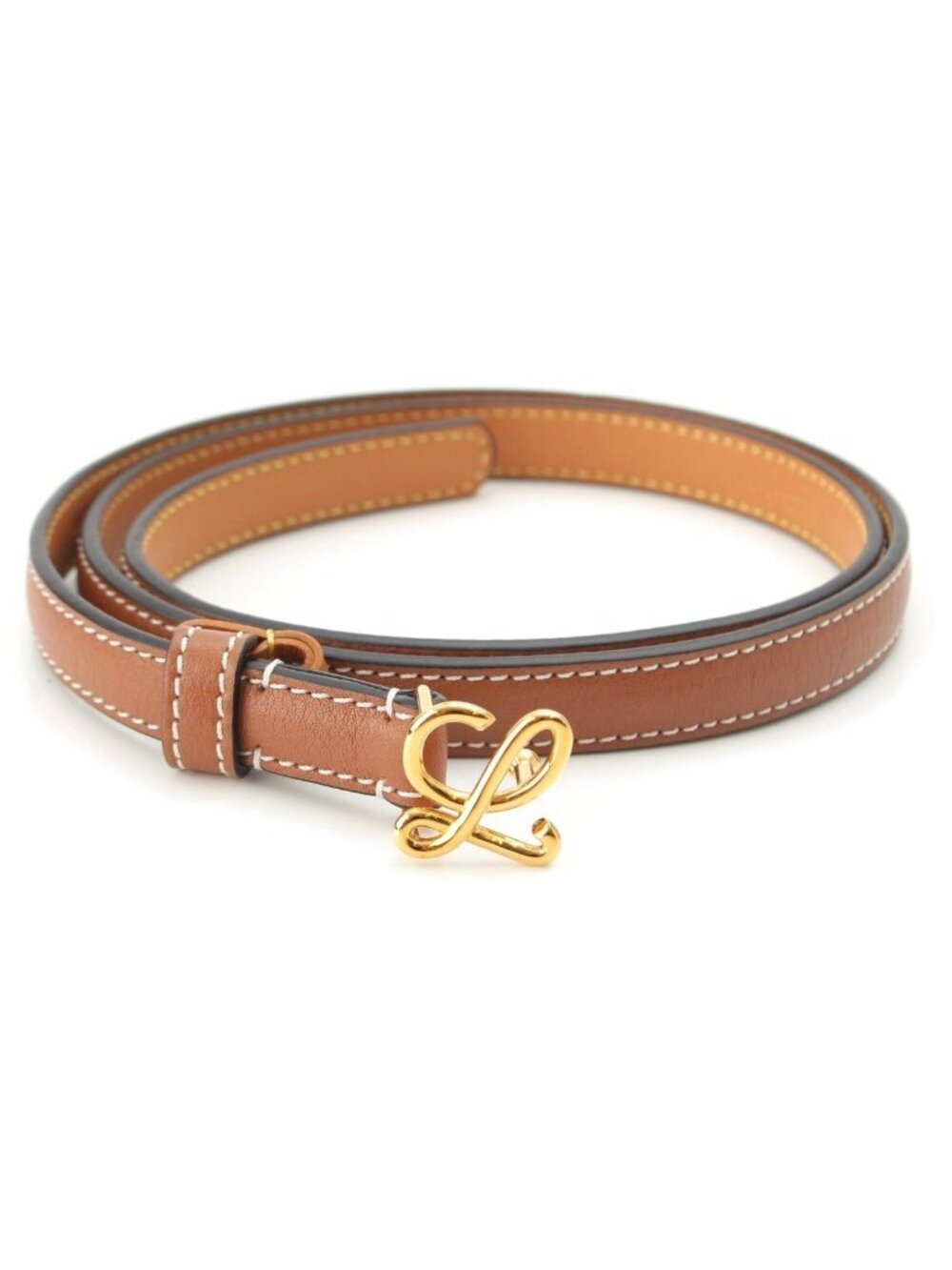 Loewe Leather L Buckle Anagram Belt Tan Brown 80/32